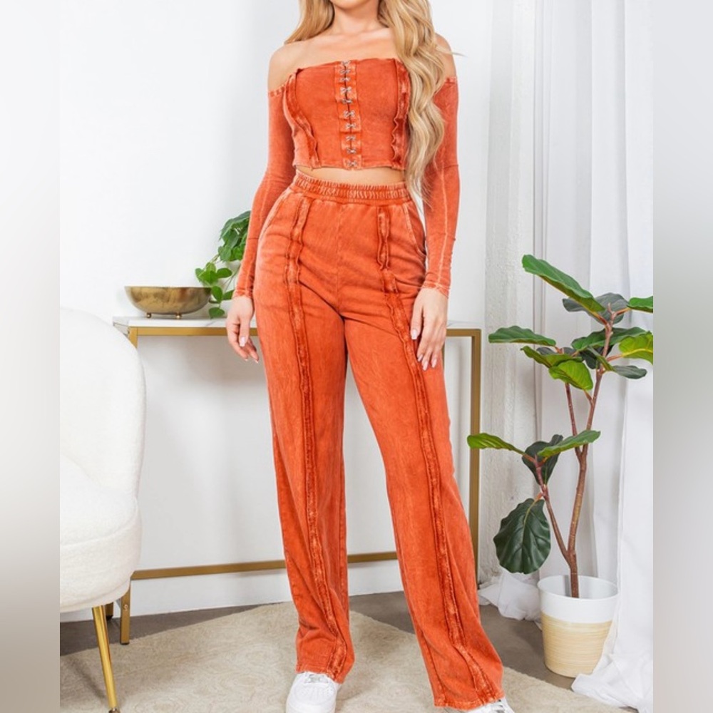 Pants set Corset Off Shoulder and Wide Leg pants